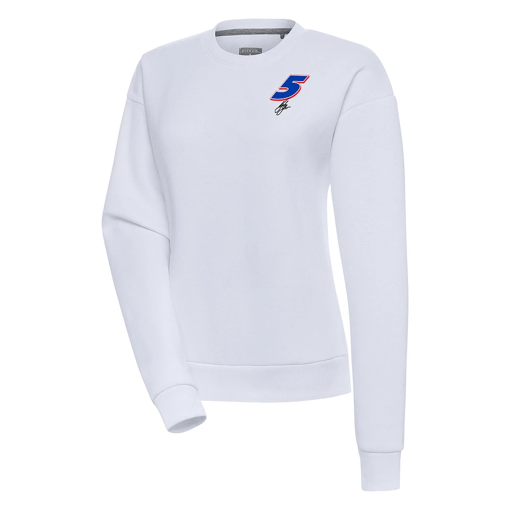 Women's Antigua White Kyle Larson Victory Pullover Sweatshirt