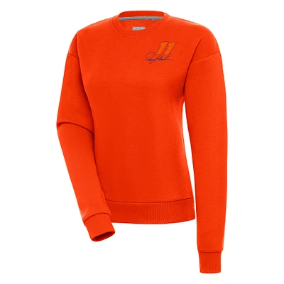Women's Antigua Orange Denny Hamlin Victory Pullover Sweatshirt
