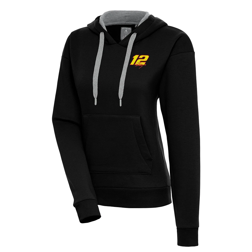 Women's Antigua Black Ryan Blaney Victory Pullover Hoodie