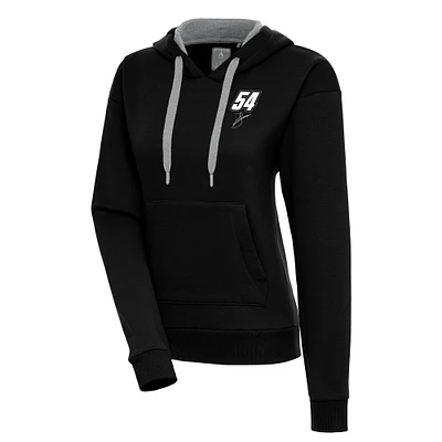 Women's Antigua Black Ty Gibbs Victory Pullover Hoodie