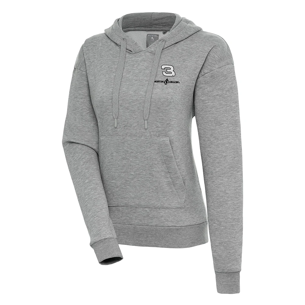 Women's Antigua Heather Gray Austin Dillon Victory Pullover Hoodie