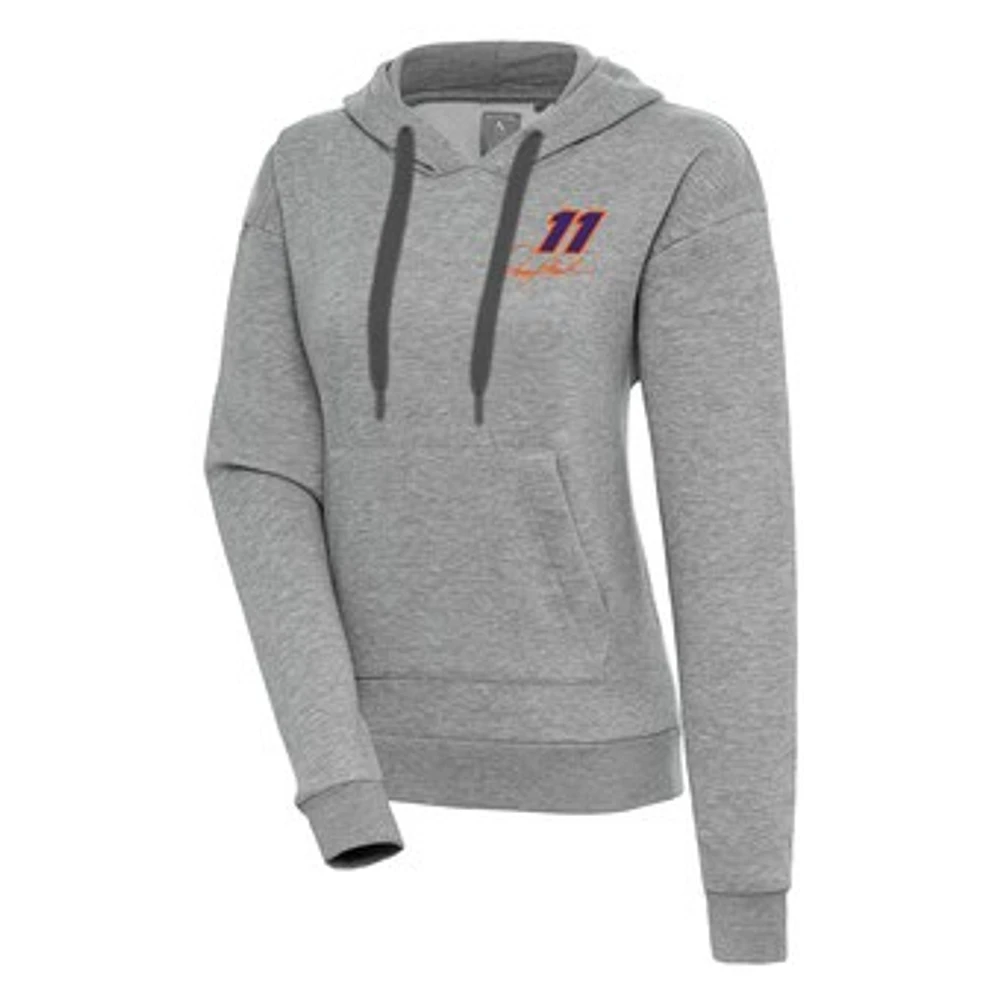 Women's Antigua Heather Gray Denny Hamlin Victory Pullover Hoodie