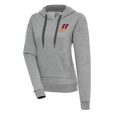 Women's Antigua Heather Gray Denny Hamlin Victory Pullover Hoodie