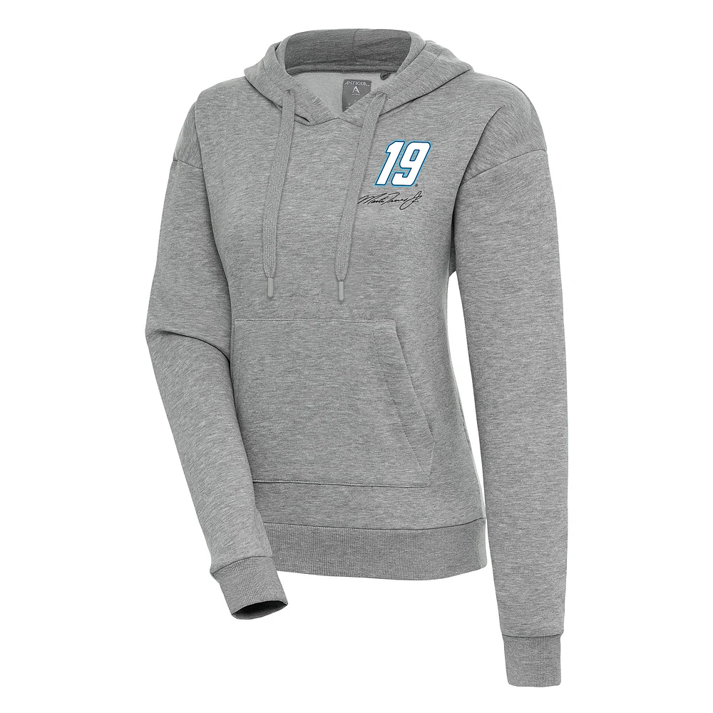 Women's Antigua Heather Gray Martin Truex Jr Victory Pullover Hoodie