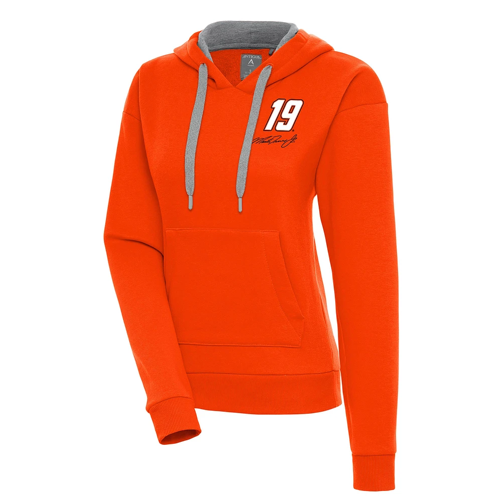 Women's Antigua Orange Martin Truex Jr Victory Pullover Hoodie