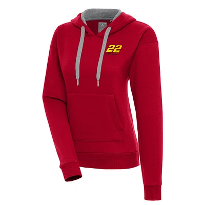 Women's Antigua Red Joey Logano Victory Pullover Hoodie