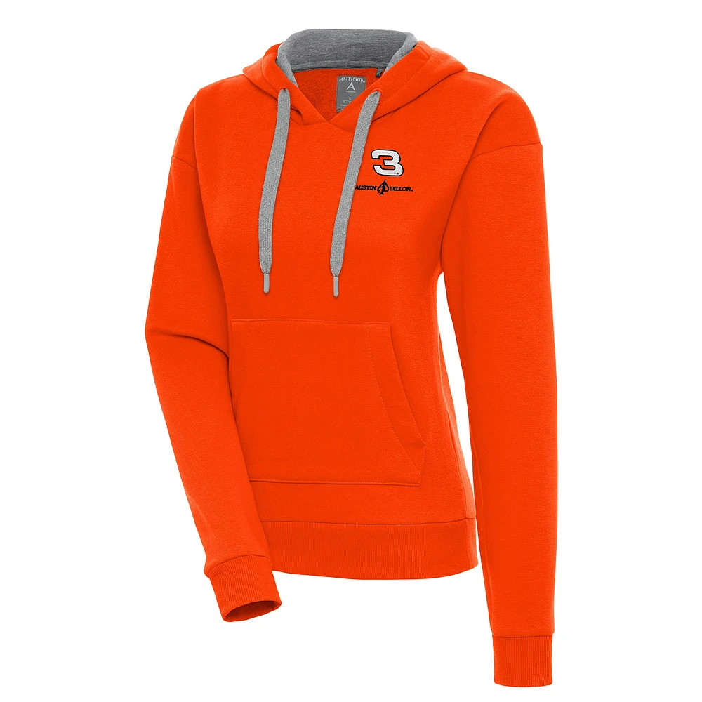 Women's Antigua Orange Austin Dillon Victory Pullover Hoodie