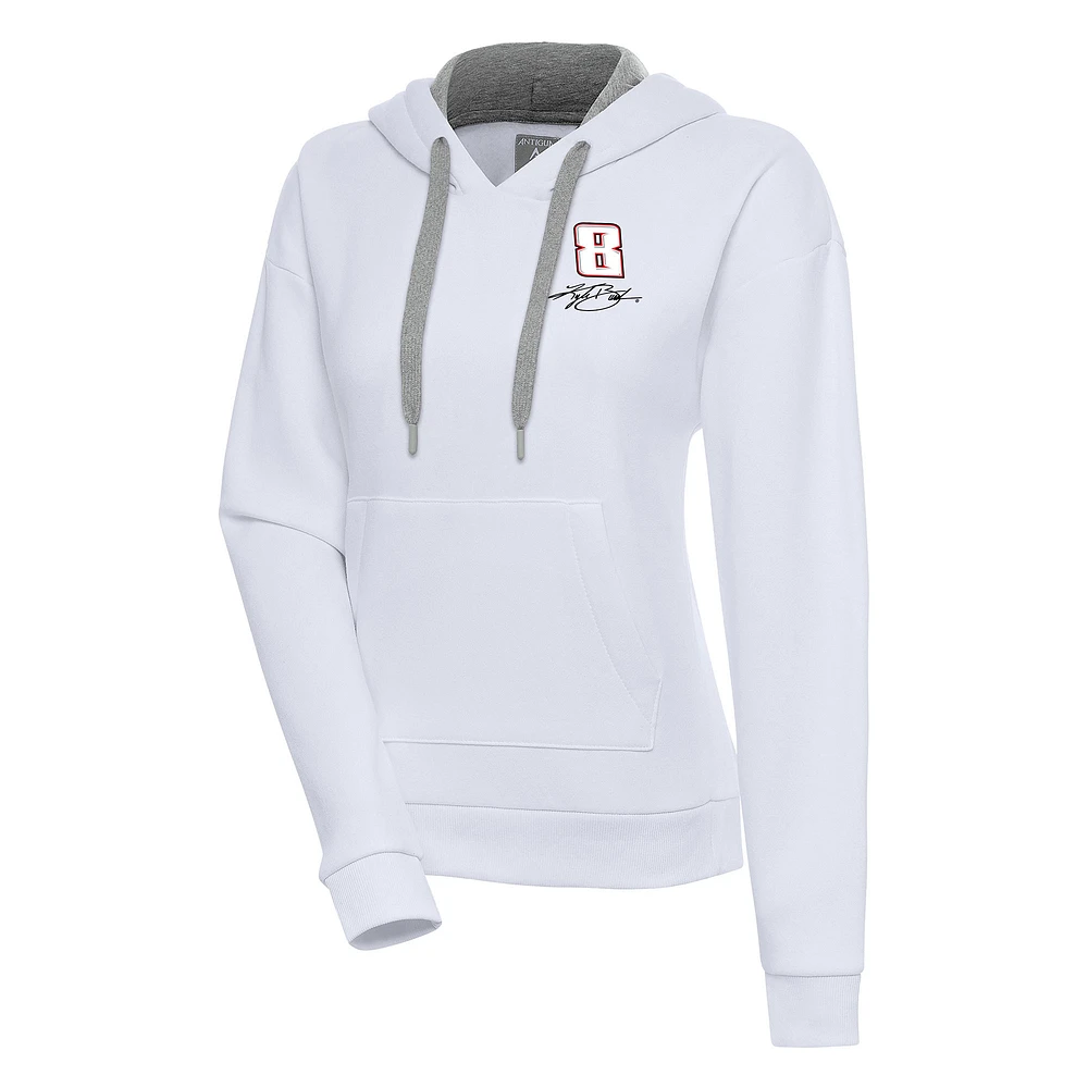 Women's Antigua White Kyle Busch Victory Pullover Hoodie