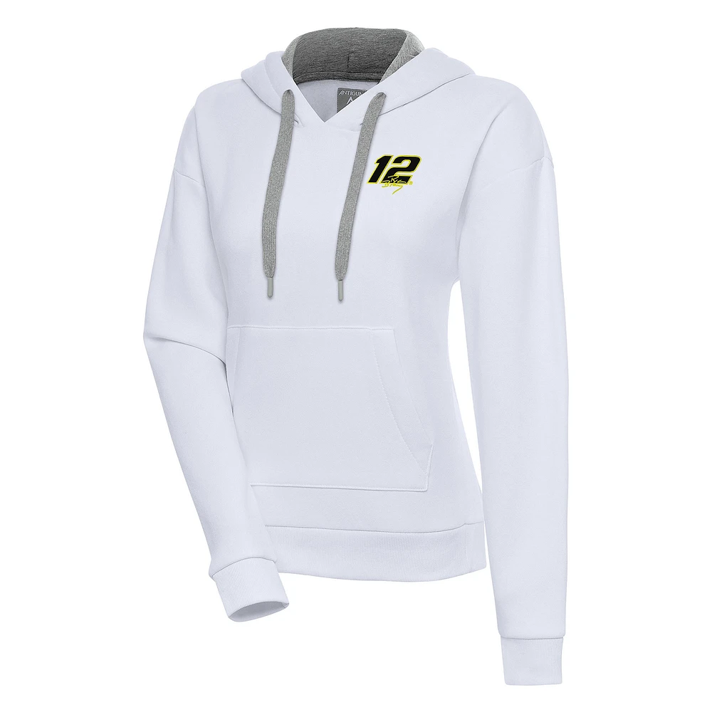 Women's Antigua White Ryan Blaney Victory Pullover Hoodie