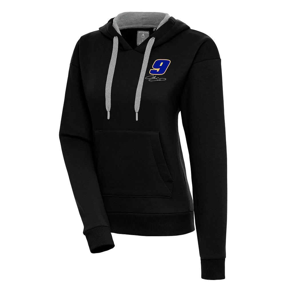 Women's Antigua Black Chase Elliott Victory Pullover Hoodie
