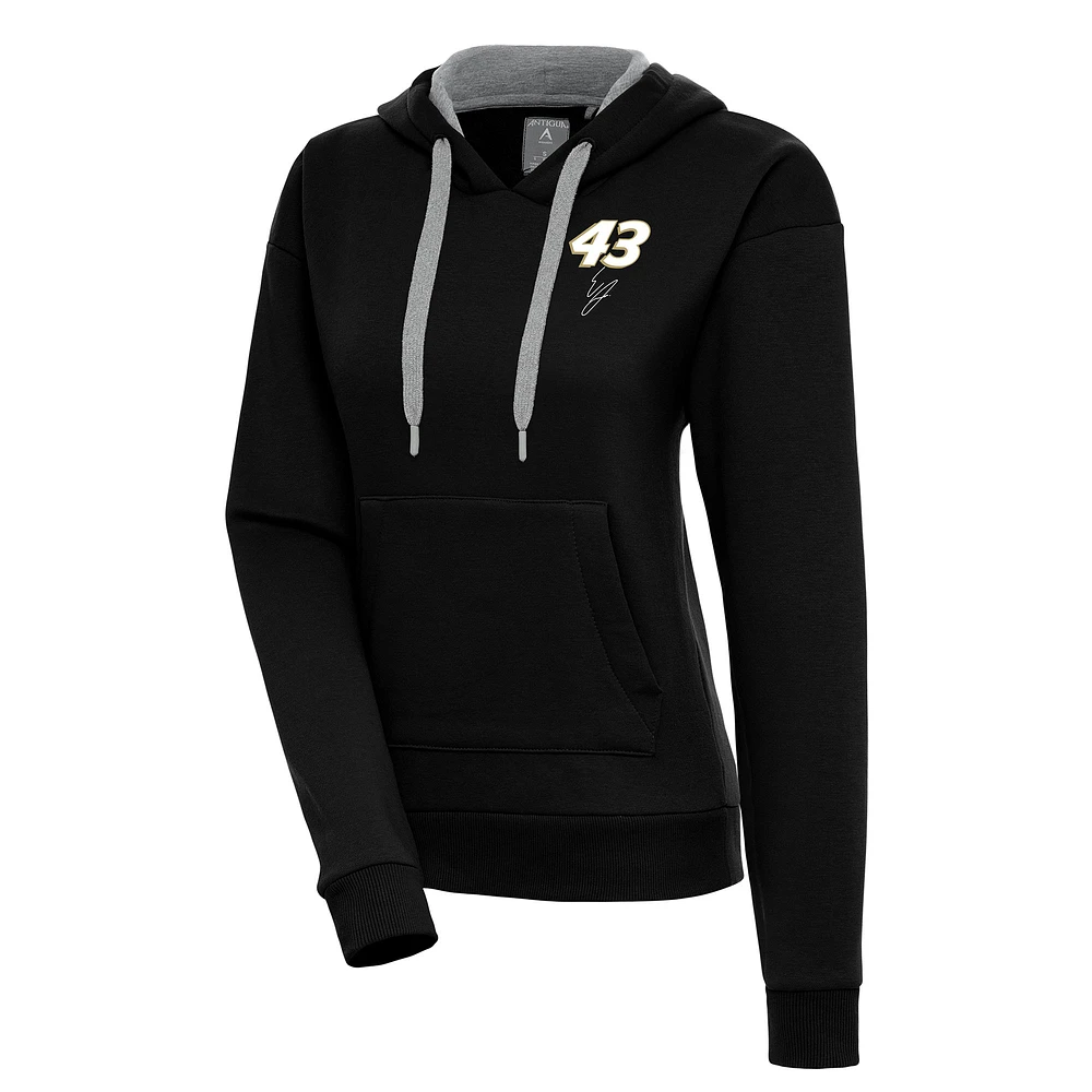Women's Antigua Black Erik Jones Victory Pullover Hoodie