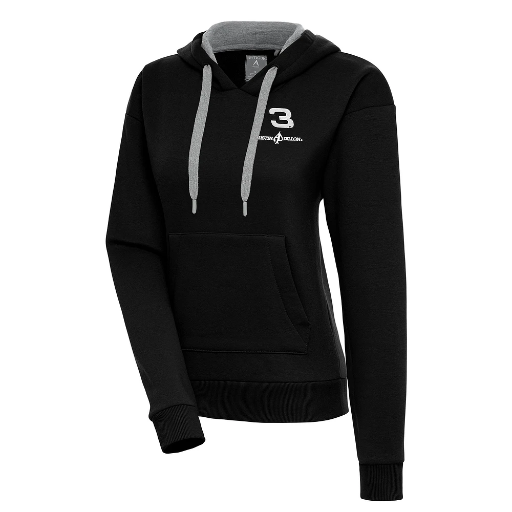 Women's Antigua Black Austin Dillon Victory Pullover Hoodie