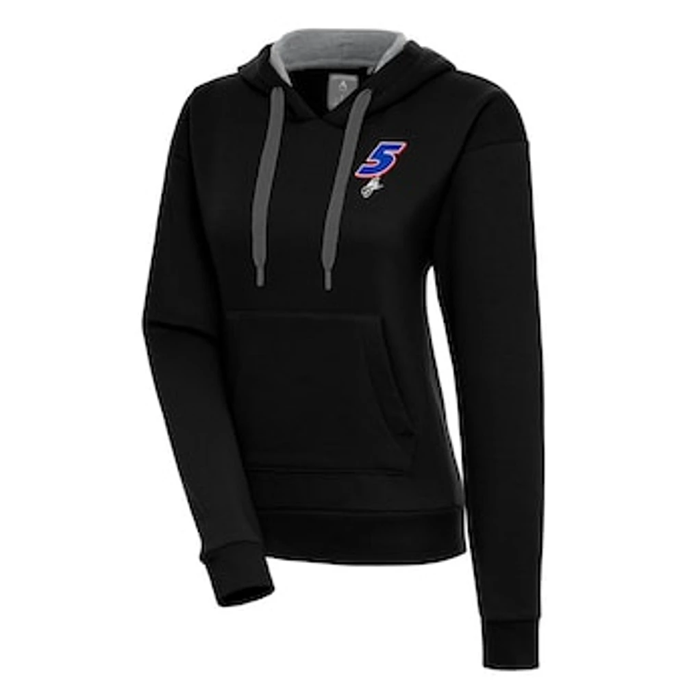Women's Antigua Black Kyle Larson Victory Pullover Hoodie