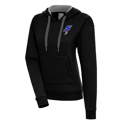 Women's Antigua Black Kyle Larson Victory Pullover Hoodie