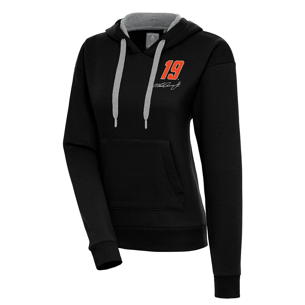 Women's Antigua Black Martin Truex Jr Victory Pullover Hoodie