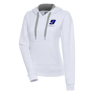 Women's Antigua  White Chase Elliott Victory Pullover Hoodie