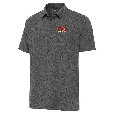 Men's Antigua Heather Black Joey Logano Par 3 Polo