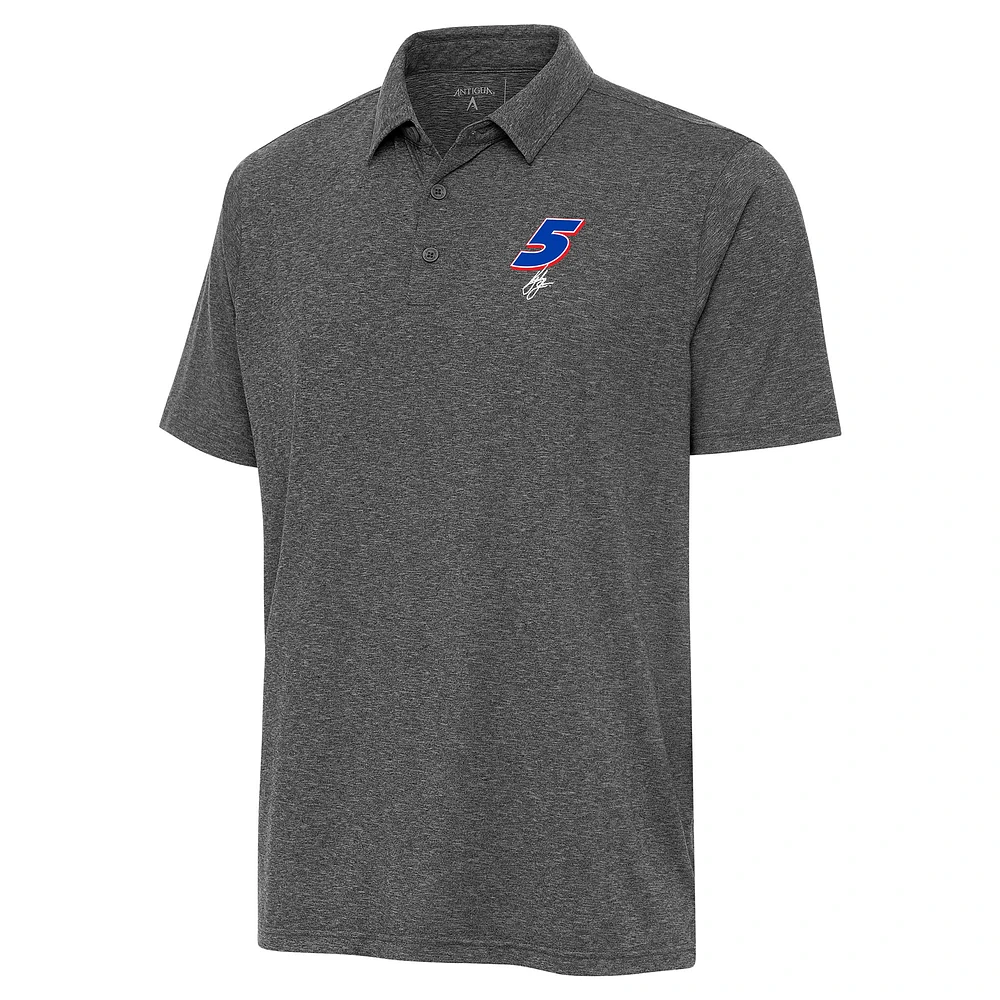 Men's Antigua Heather Black Kyle Larson Par 3 Polo