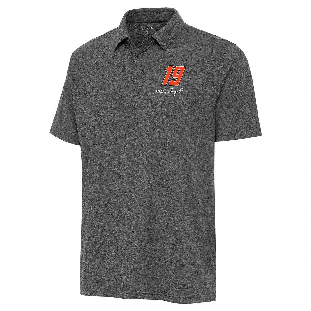 Men's Antigua Heather Black Martin Truex Jr Par 3 Polo