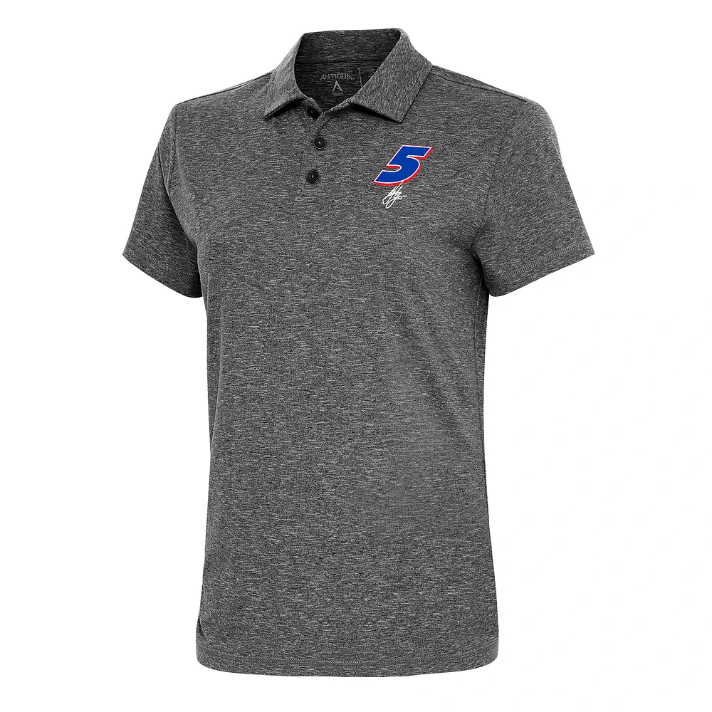 Women's Antigua Heather Black Kyle Larson Motivated Polo