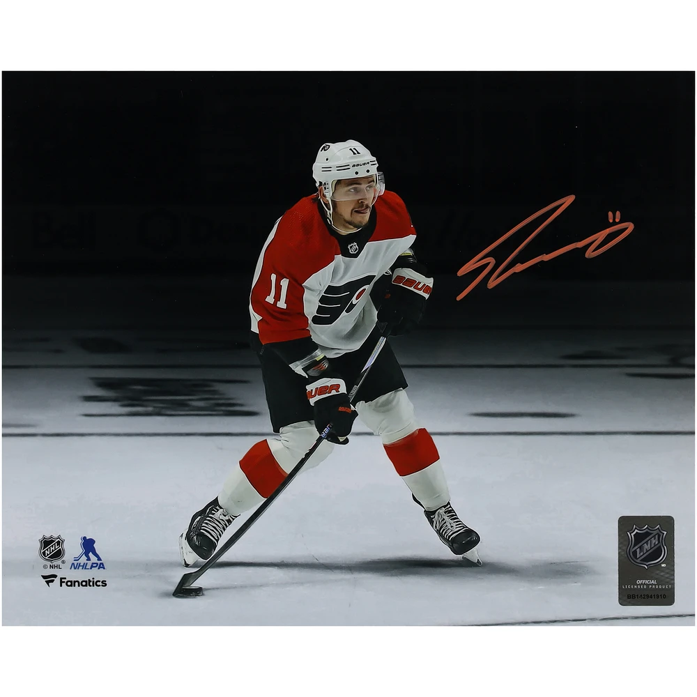 Travis Konecny Philadelphia Flyers Autographed 8" x 10" White Shooting Spotlight Photograph