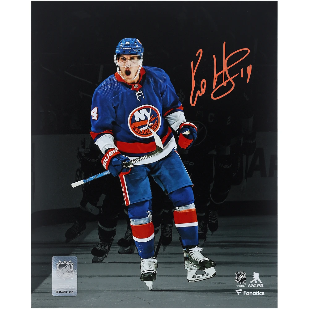 Bo Horvat New York Islanders Autographed 8" x 10" Blue Jersey Celebrating Spotlight Photograph