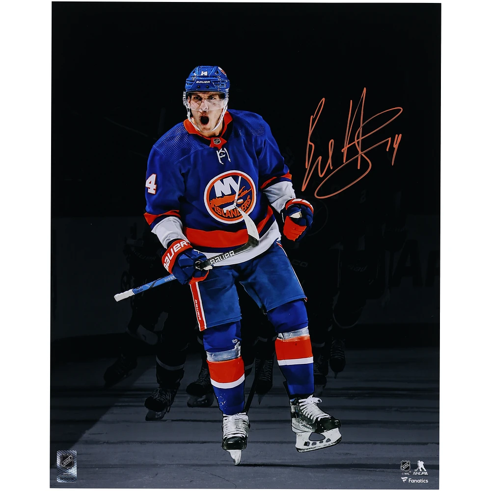 Bo Horvat New York Islanders Autographed 16" x 20" Blue Jersey Celebrating Spotlight Photograph
