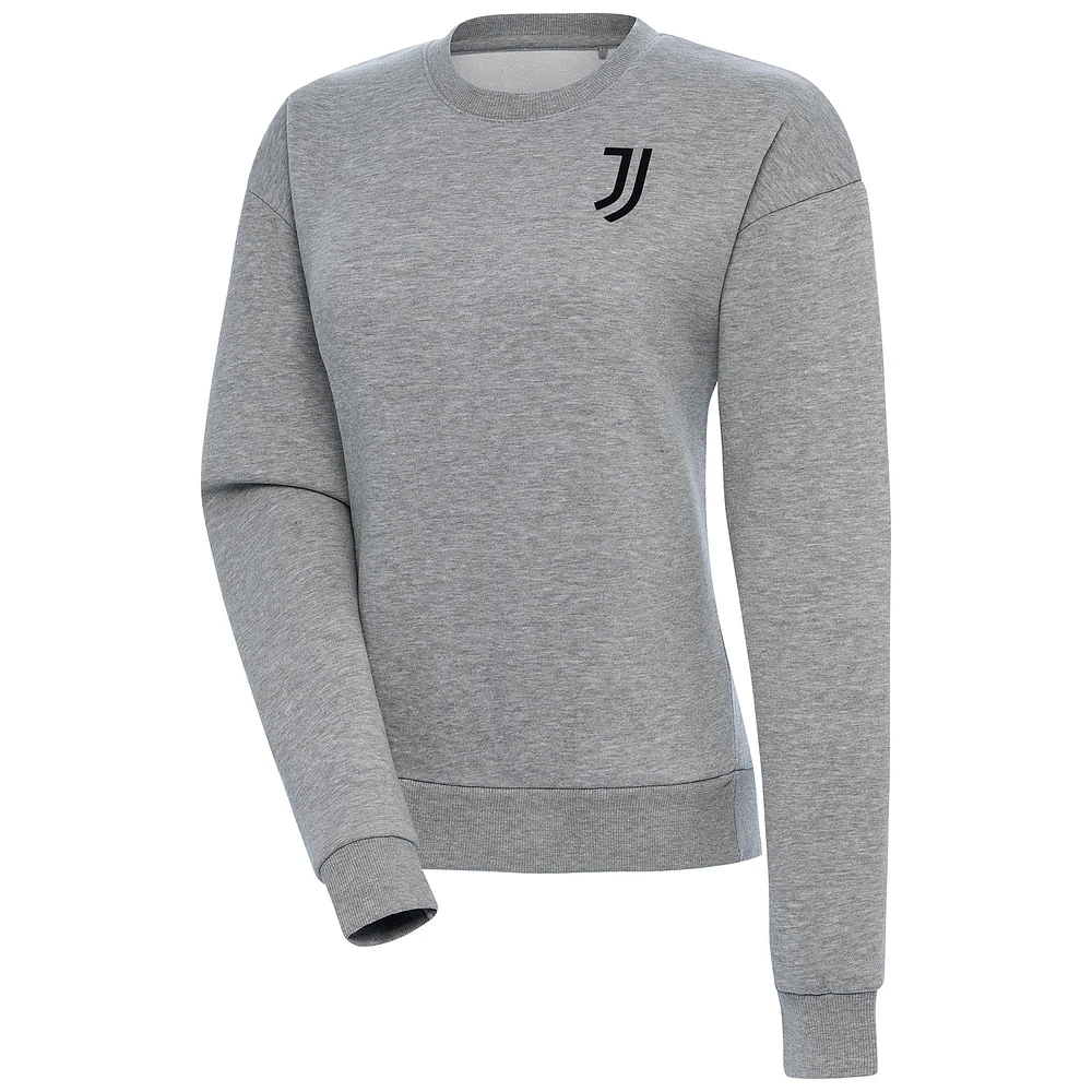 Women's Heather Gray Juventus Takeover Crewneck Pullover Sweatshirt