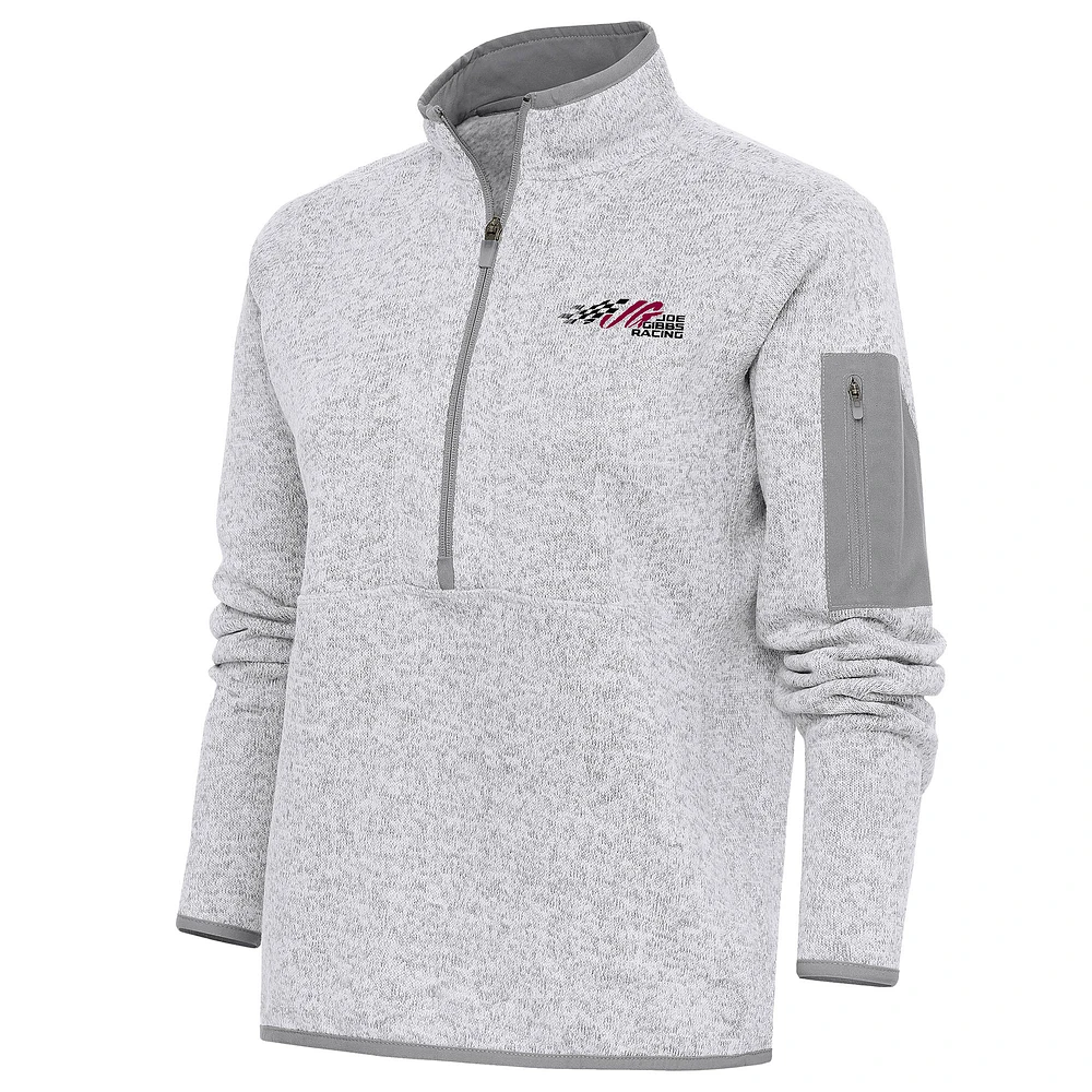Women's Antigua Heather Joe Gibbs Racing Fortune Half-Zip Pullover Sweater
