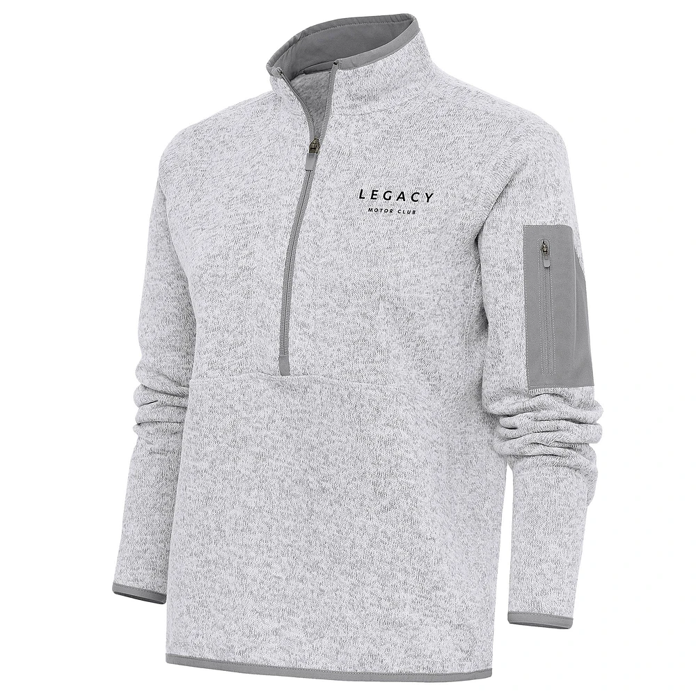 Women's Antigua Heather LEGACY Motor Club Fortune Half-Zip Pullover Sweater