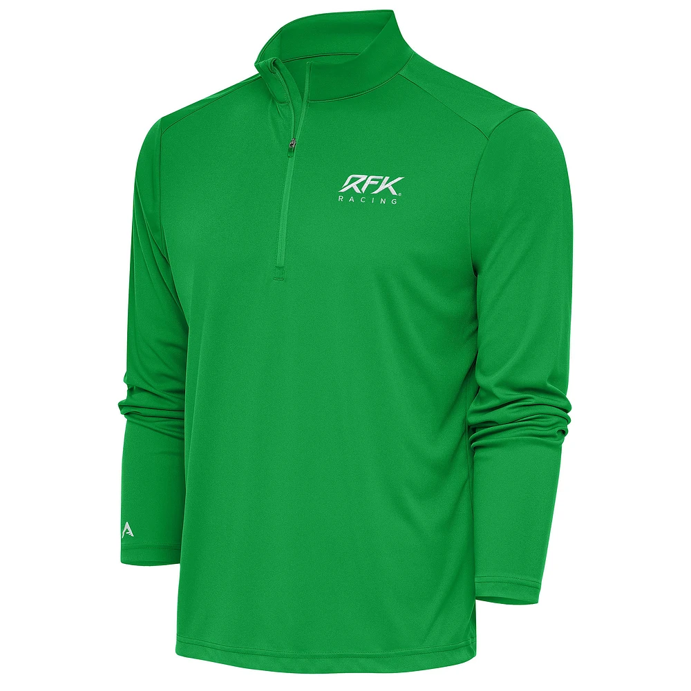 Men's Antigua Kelly Green Roush Fenway Keselowski Racing Tribute Quarter-Zip Pullover Top