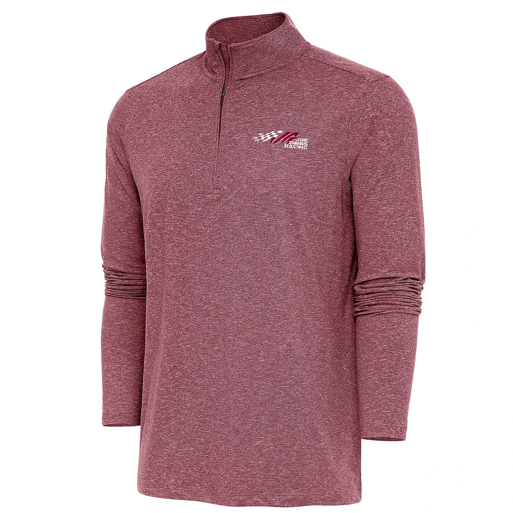 Men's Antigua Heather Maroon Joe Gibbs Racing Hunk Quarter-Zip Pullover Top