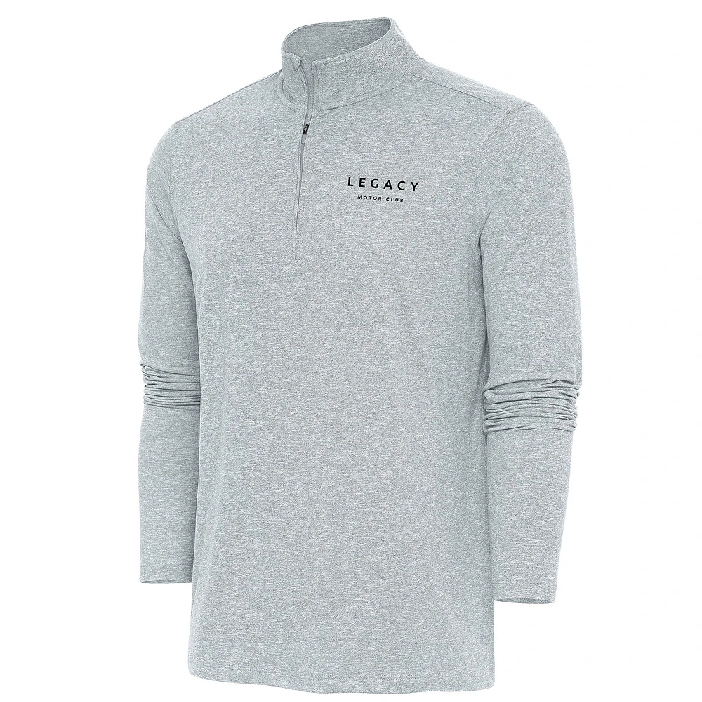 Men's Antigua Heather Gray LEGACY Motor Club Hunk Quarter-Zip Pullover Top