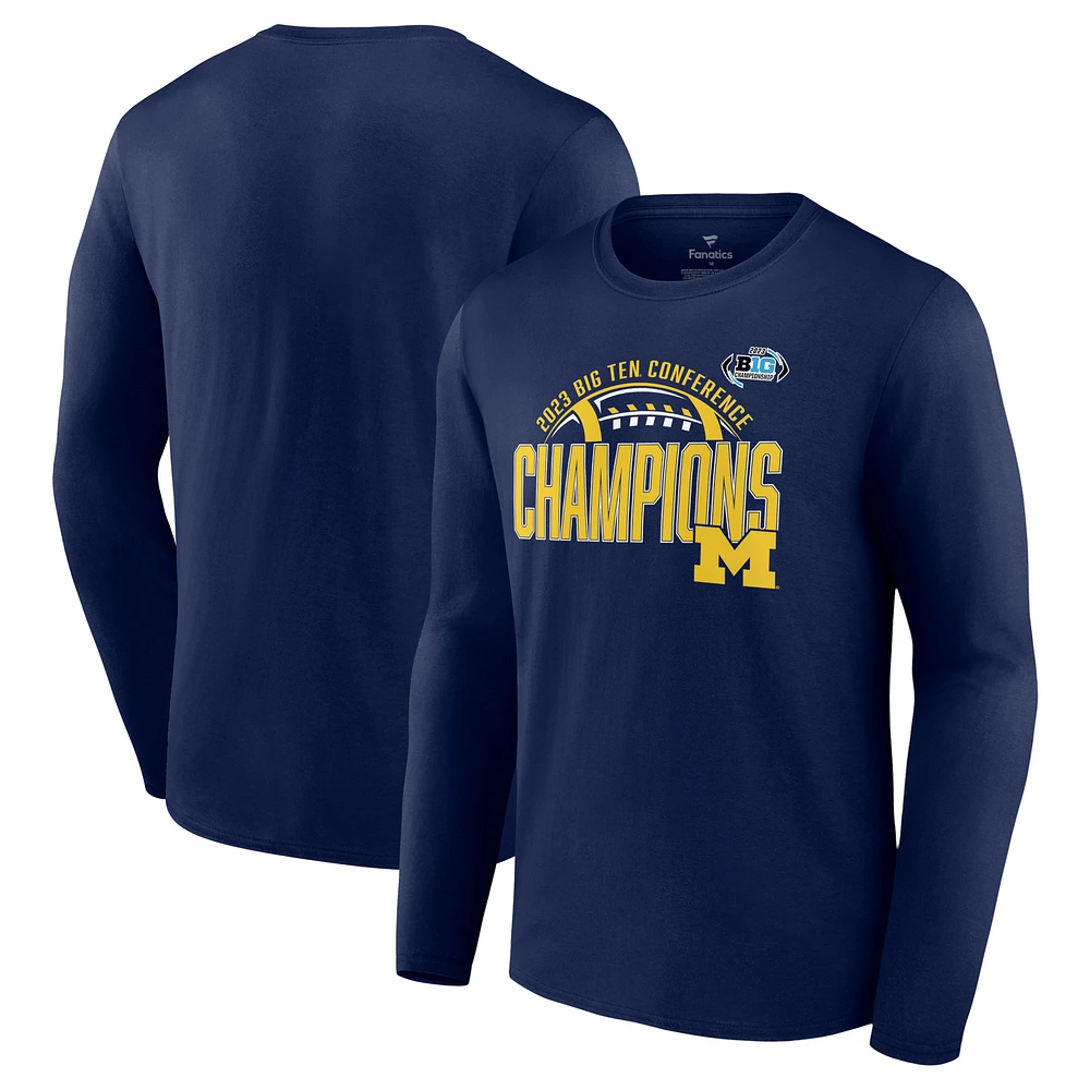 Men's Fanatics Navy Michigan Wolverines 2023 Big Ten Football Conference Champions Long Sleeve T-Shirt