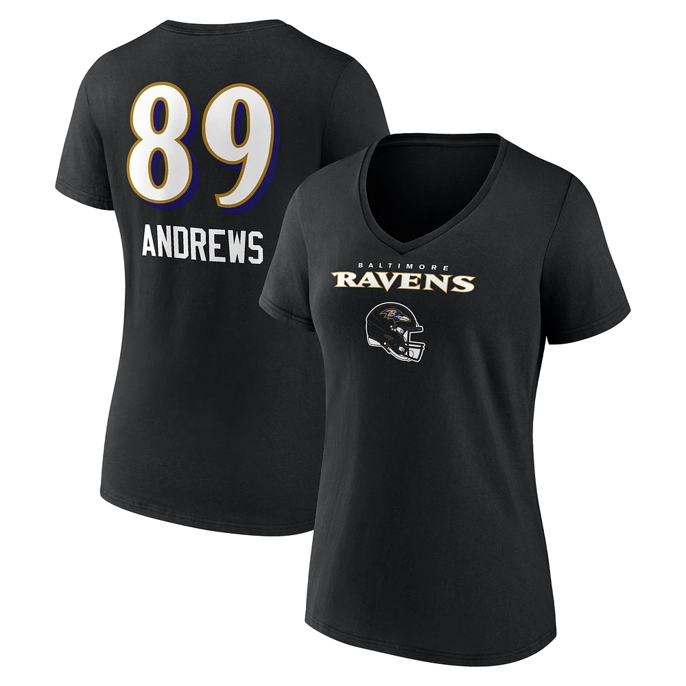 Women's Mark Andrews Black Baltimore Ravens Team Wordmark Player Name & Number V-Neck T-Shirt