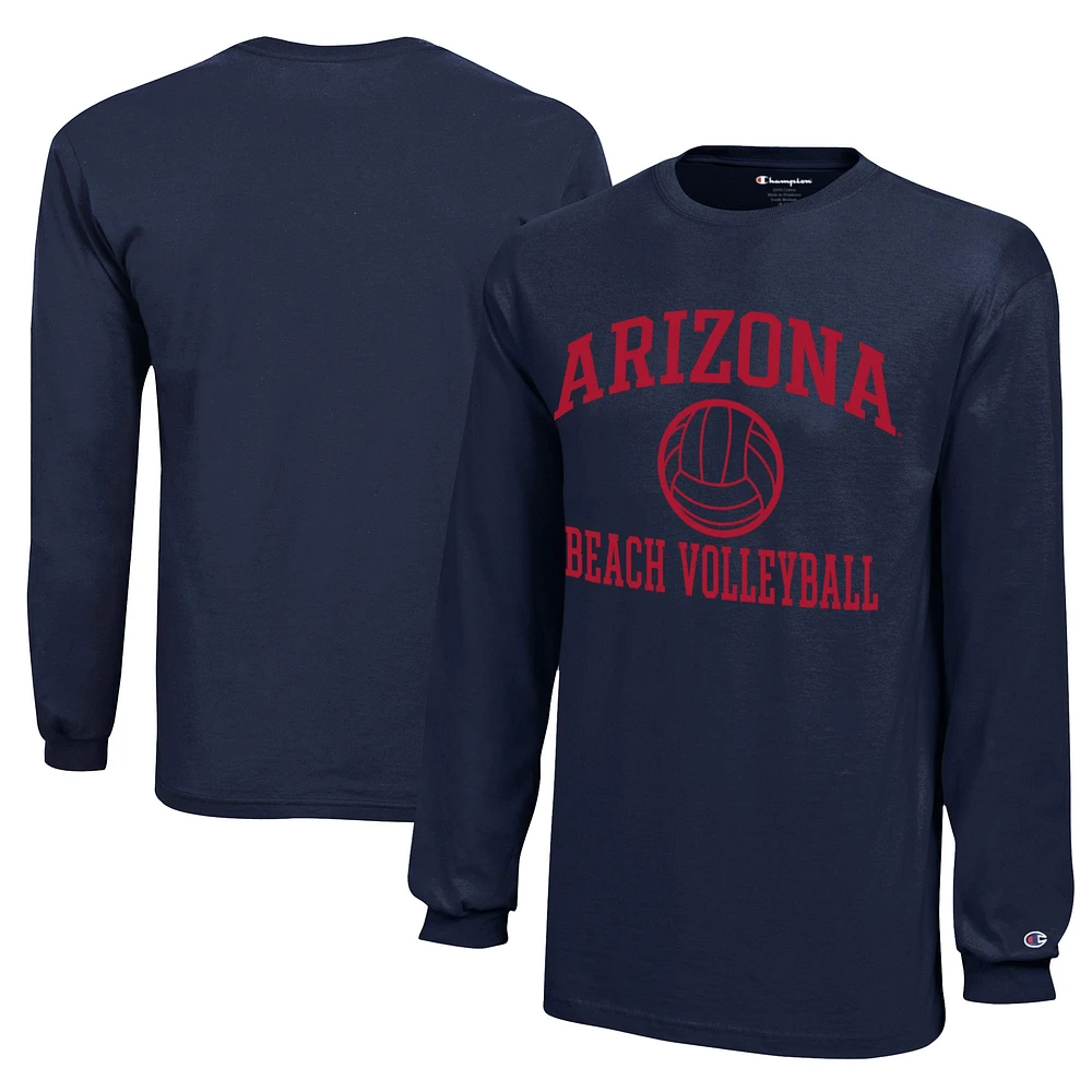 Youth Champion Navy Arizona Wildcats Beach Volleyball Icon Jersey Long Sleeve T-Shirt