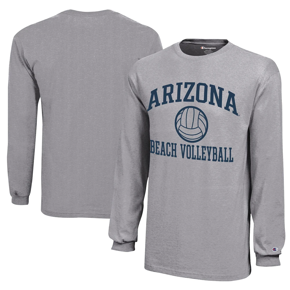Youth Champion Gray Arizona Wildcats Beach Volleyball Icon Jersey Long Sleeve T-Shirt