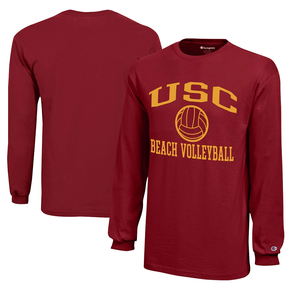 Youth Champion Cardinal USC Trojans Beach Volleyball Icon Jersey Long Sleeve T-Shirt