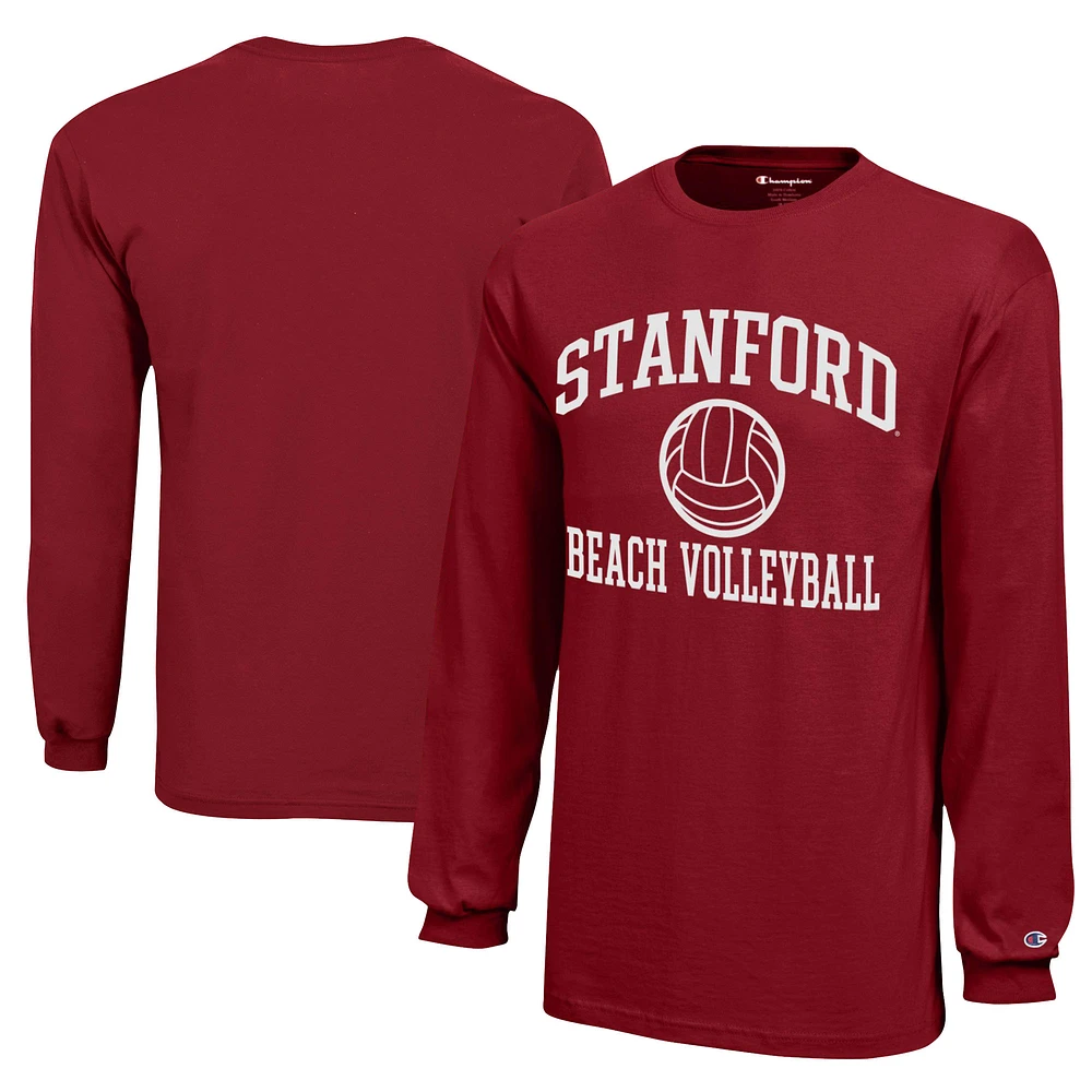 Youth Champion Cardinal Stanford Beach Volleyball Icon Jersey Long Sleeve T-Shirt