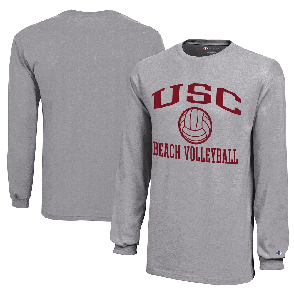 Youth Champion Gray USC Trojans Beach Volleyball Icon Jersey Long Sleeve T-Shirt