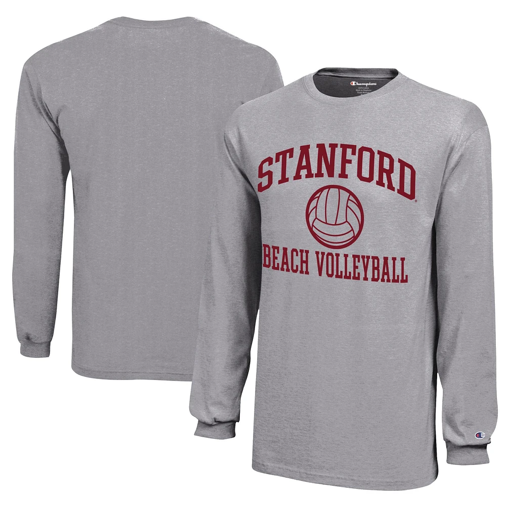 Youth Champion Gray Stanford Cardinal Beach Volleyball Icon Jersey Long Sleeve T-Shirt