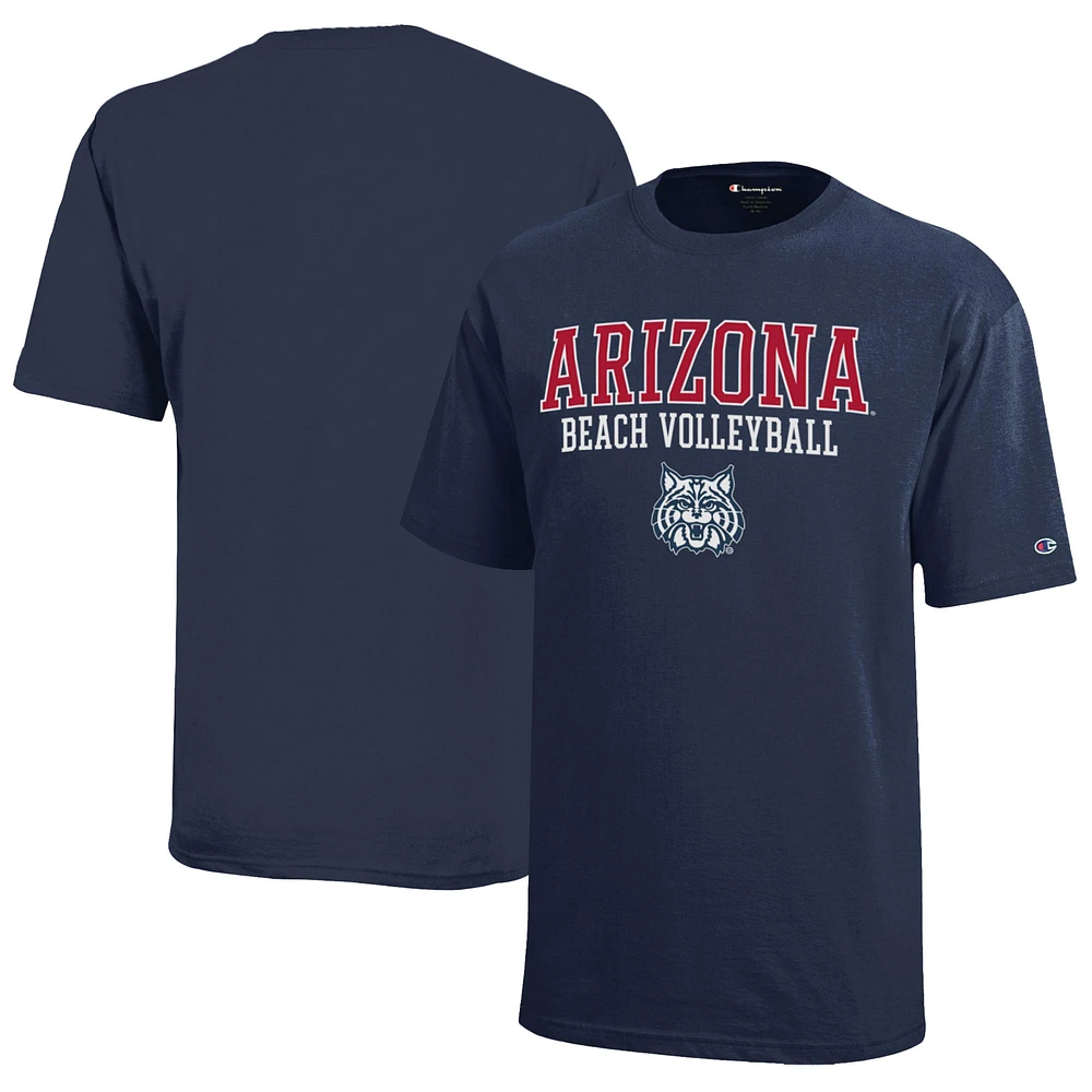 Youth Champion Navy Arizona Wildcats Beach Volleyball Stacked Jersey T-Shirt