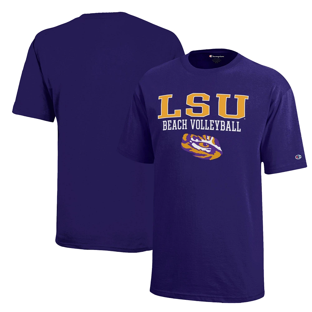 Youth Champion LSU Tigers Beach Volleyball Stacked Jersey T-Shirt
