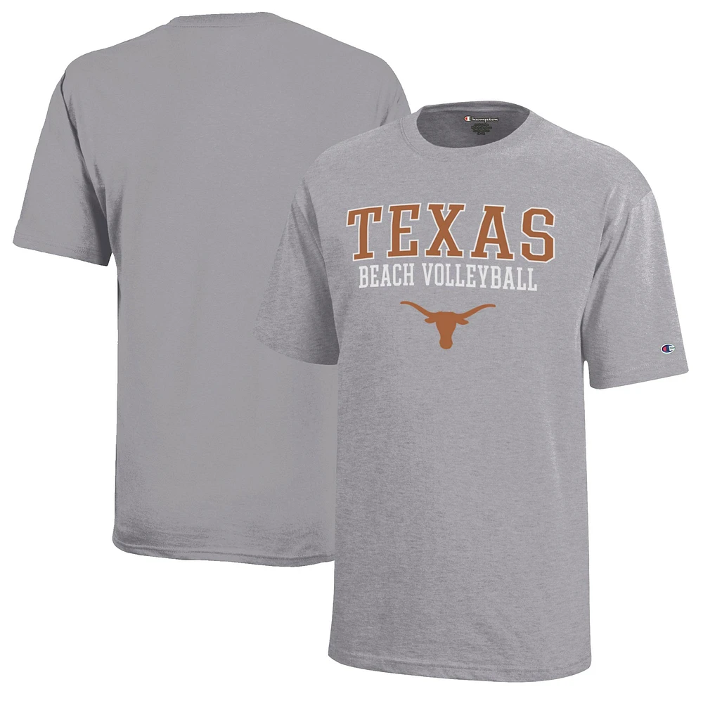 Youth Champion Gray Texas Longhorns Beach Volleyball Stacked Jersey T-Shirt