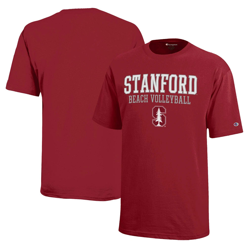 Youth Champion Cardinal Stanford Beach Volleyball Stacked Jersey T-Shirt