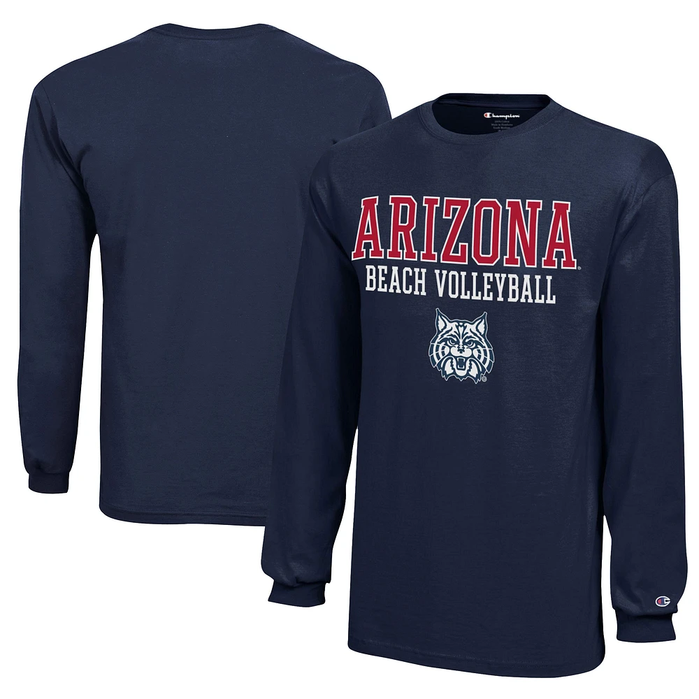 Youth Champion Navy Arizona Wildcats Beach Volleyball Stacked Jersey Long Sleeve T-Shirt