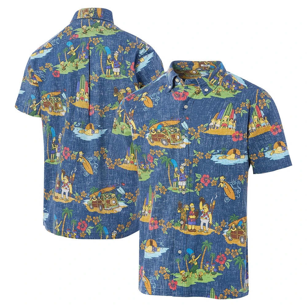 Men's Reyn Spooner Navy The Simpsons Hawaiian Vacation Button-Down Shirt