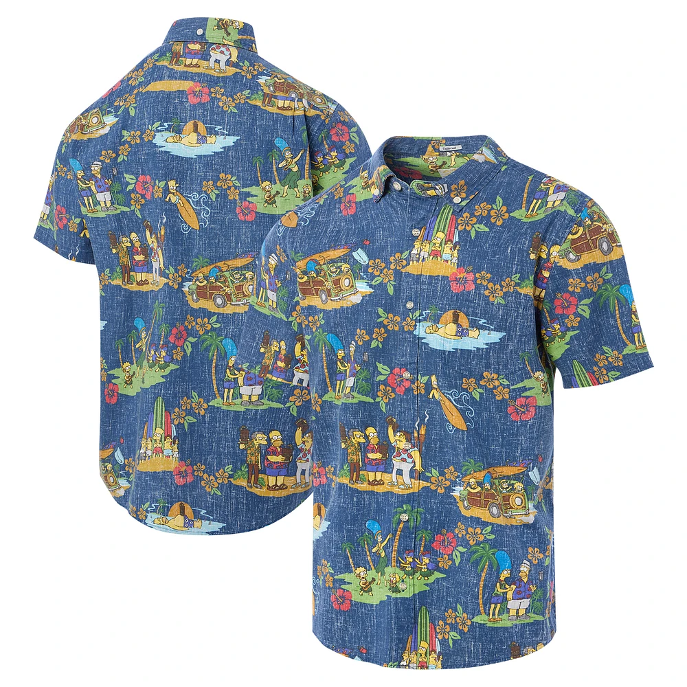 Men's Reyn Spooner Navy The Simpsons Hawaiian Vacation Tailored Button-Down Shirt