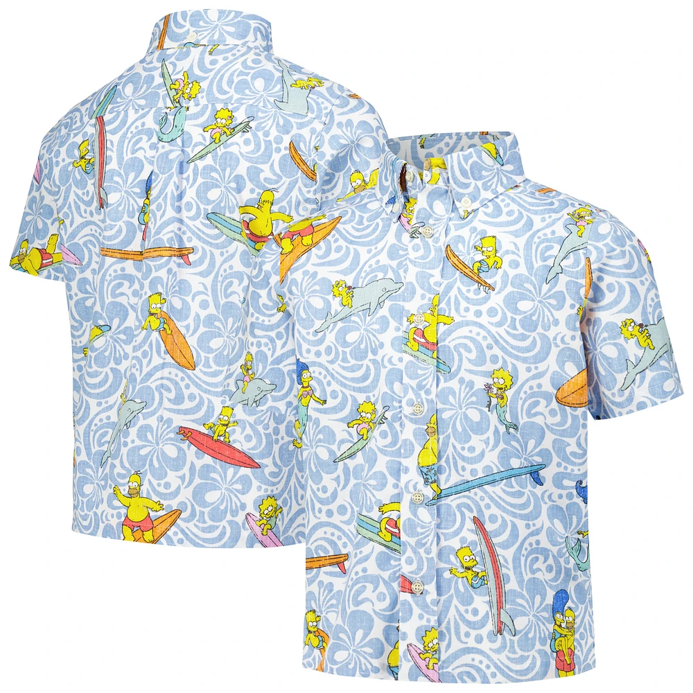 Youth Reyn Spooner Light Blue The Simpsons Cowabunga! Button-Up Shirt