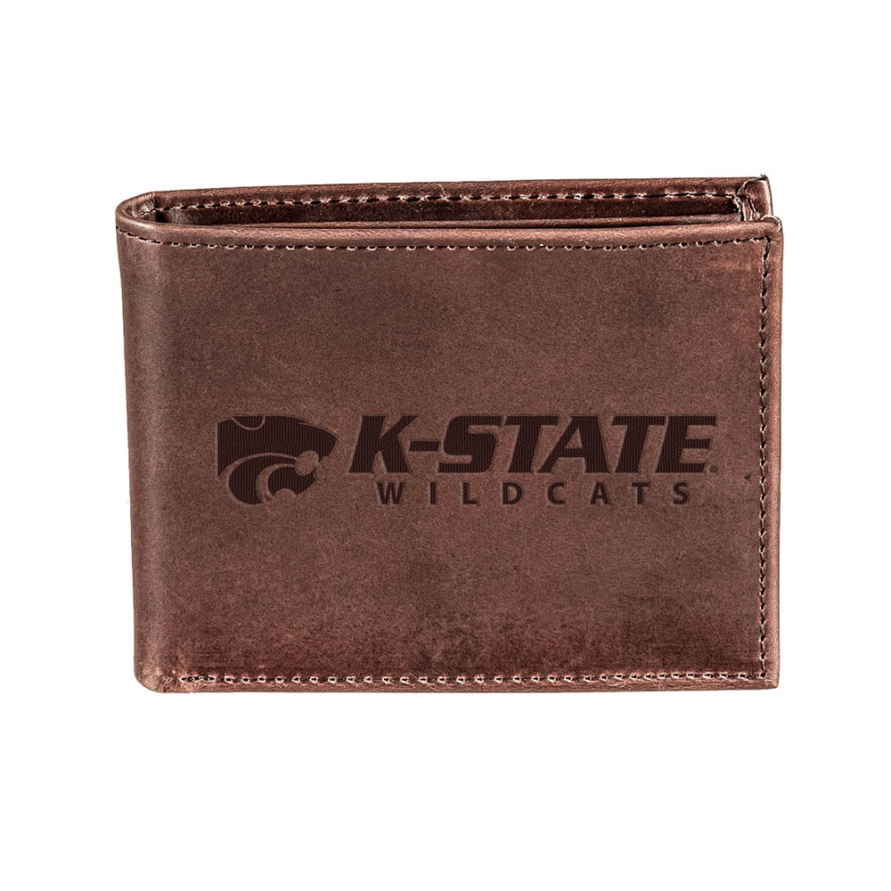 Brown Kansas State Wildcats Bi-Fold Leather Wallet